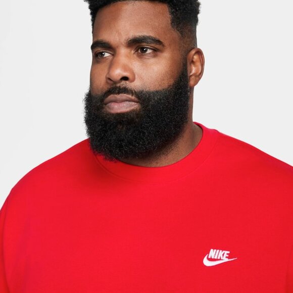 Nike Sportswear Club Fleece Men's Crew Sweatshirt Top Red 3XL - Picture 4 of 10